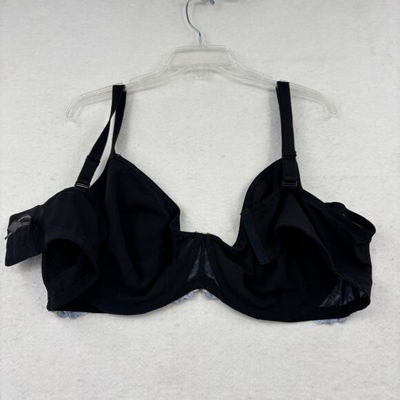 Torrid Curve Bra Size 48D Balconette Unlined Black Floral Lace Underwire - Picture 7 of 9